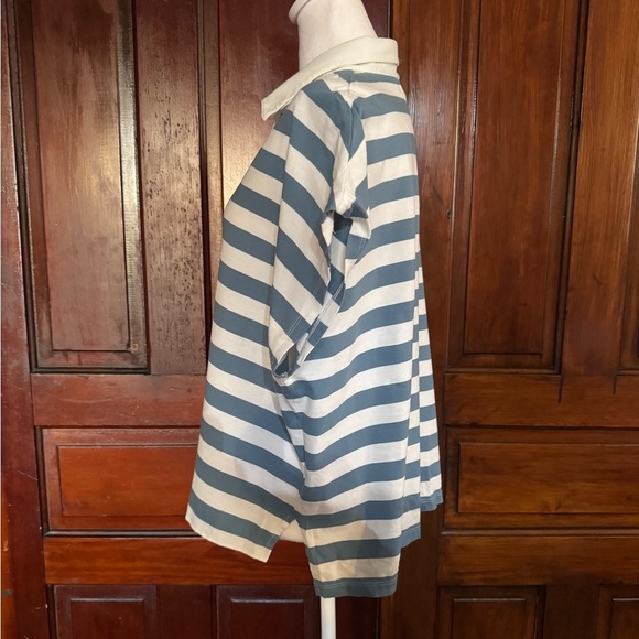 Madewell Relaxed Polo Tee Striped Blue and White Size XXL - Picture 3 of 10